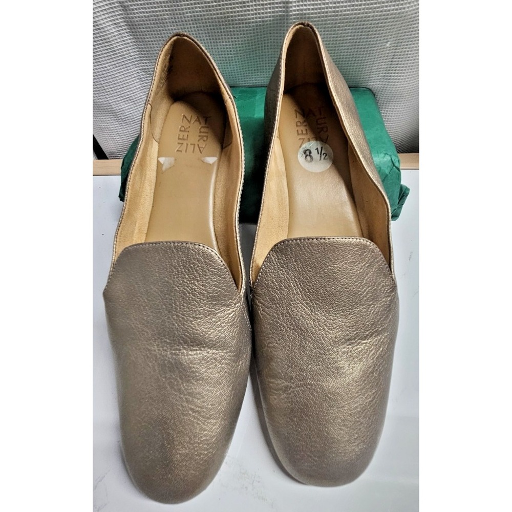 NATURALIZER EMILINE loafer flat metallic gold loafers‎ leather upper Sz 8.5W